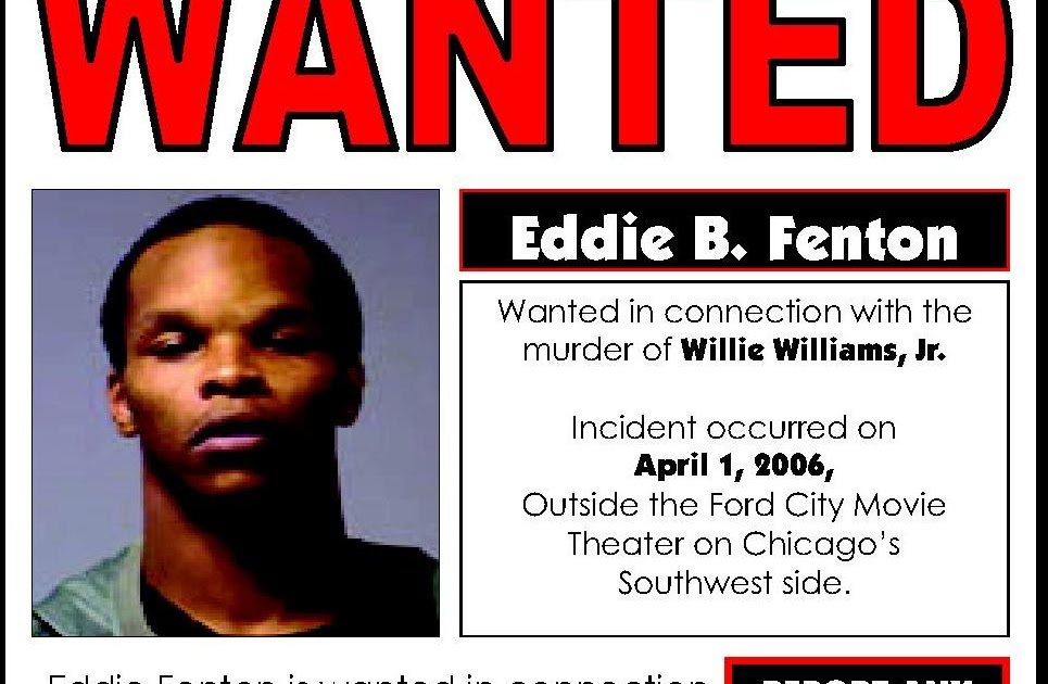 COMMUNITY ANNOUNCEMENTS Eddie Fenton wanted in connection murder of